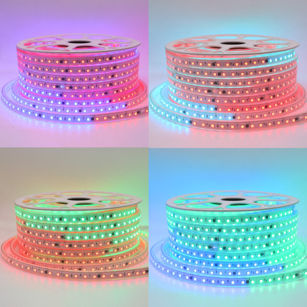 Color Modes Auto-Play 110V High-Voltage LED Color Chasing RGB Light Strip - No Controller Required Color Modes Auto-Play 110V High-Voltage LED Color Chasing RGB Light Strip - No Controller Required